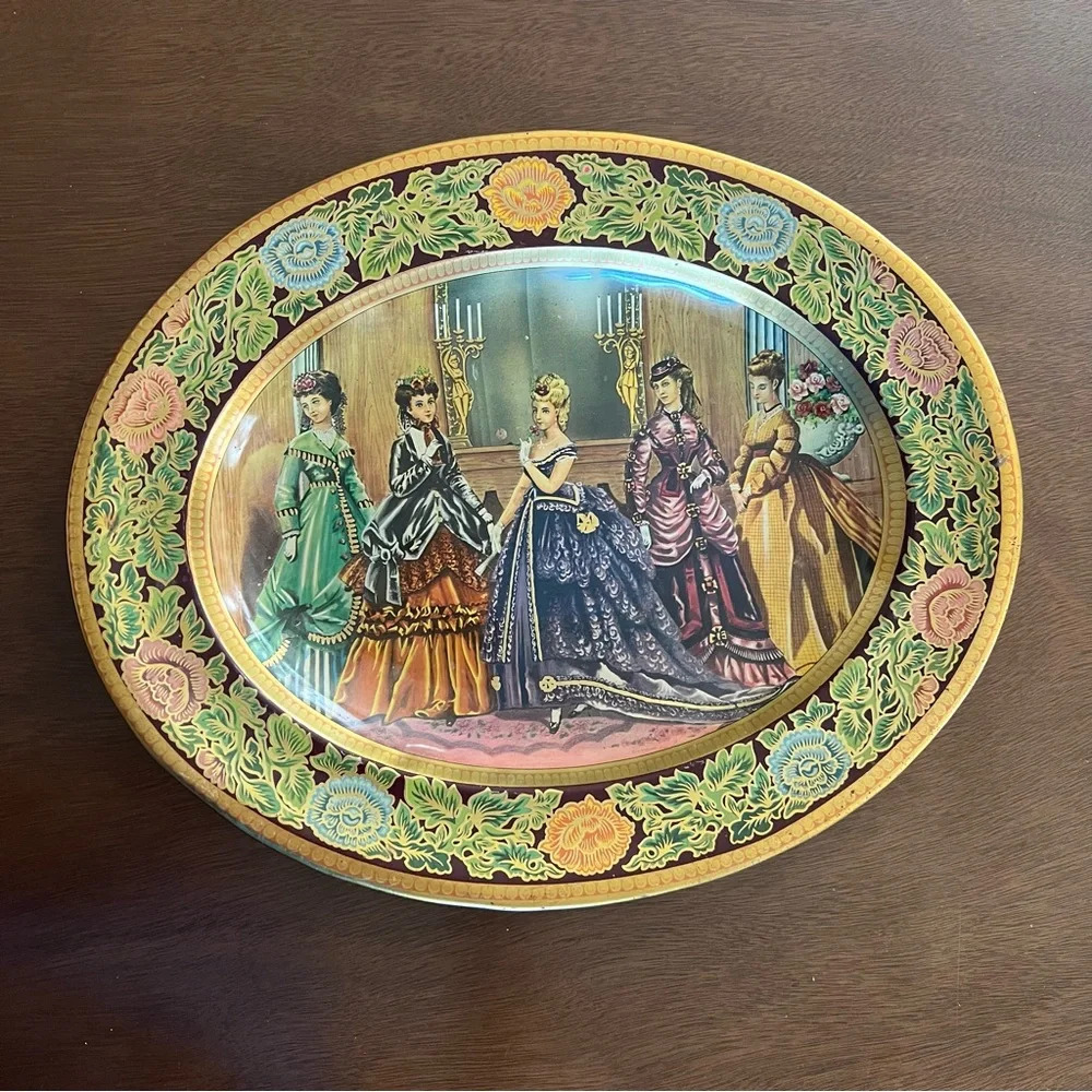 Vintage Daher Decorated Ware Oval England Metal Tin Floral Serving Tray Platter